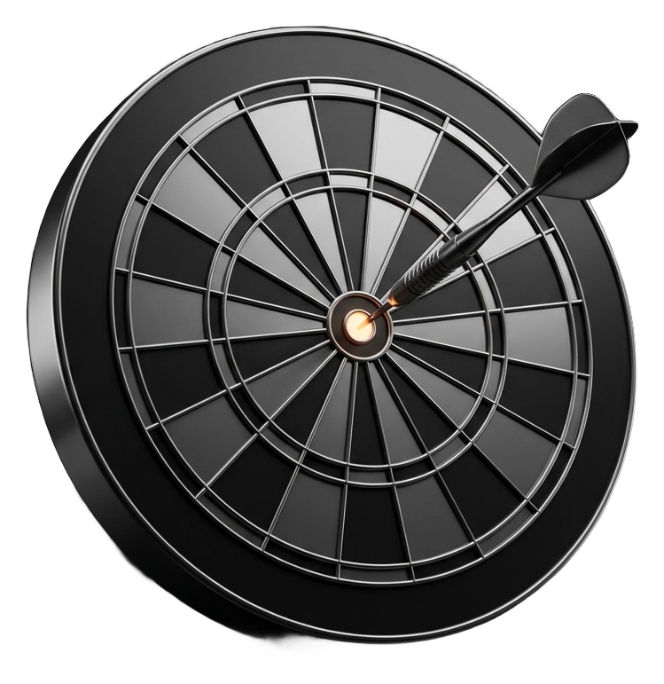 A target with a dart in the bullseye