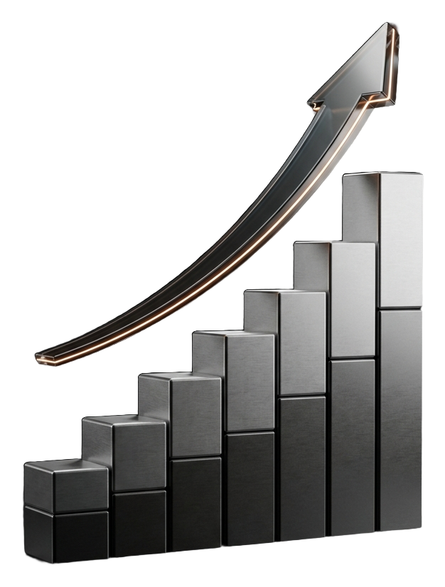 An ascending growth chart